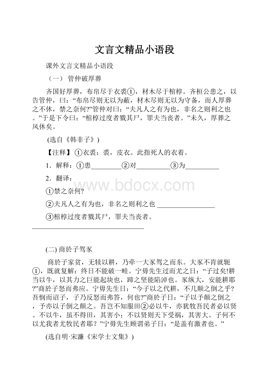 文言文精品小语段.docx