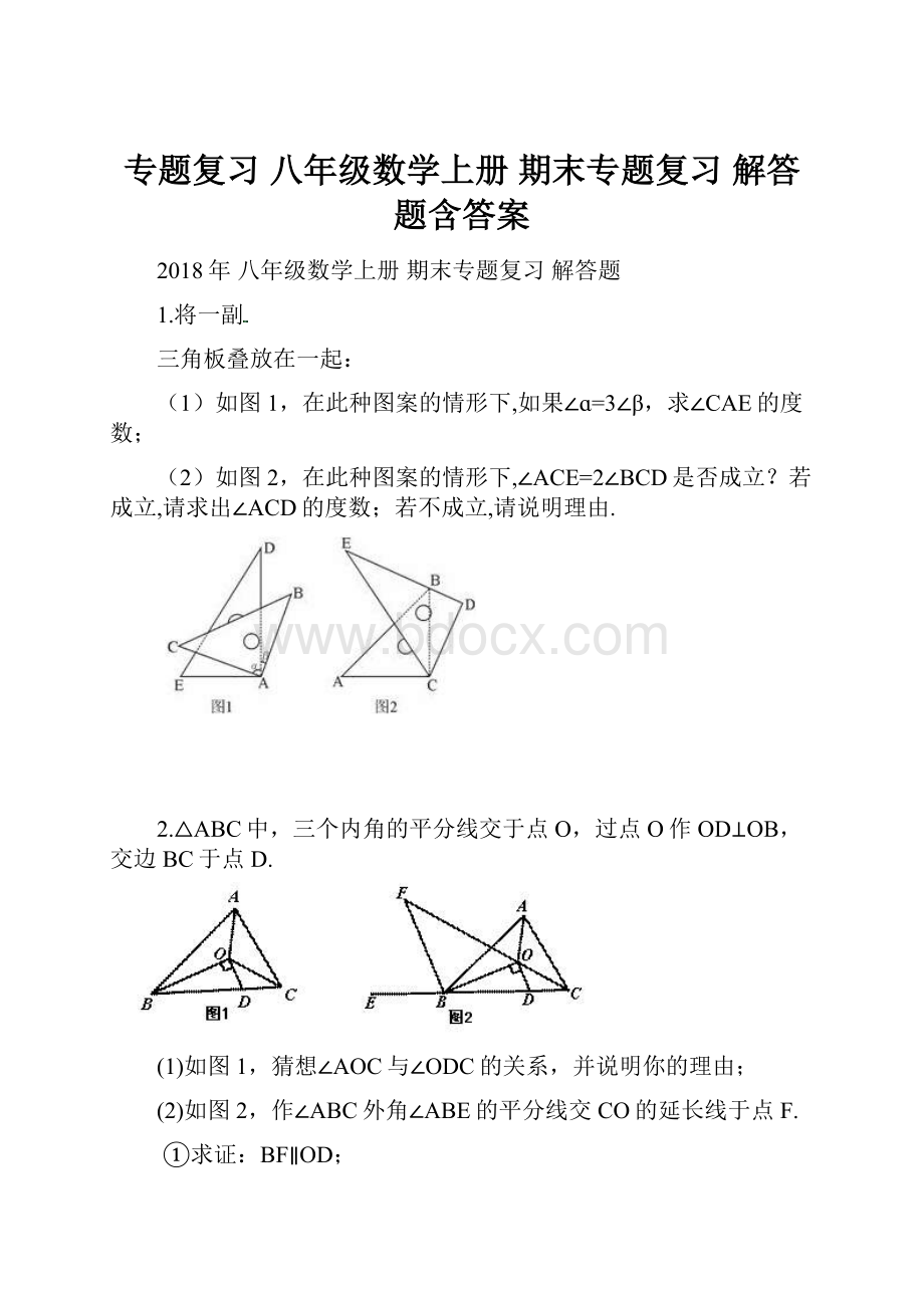 专题复习 八年级数学上册 期末专题复习 解答题含答案.docx