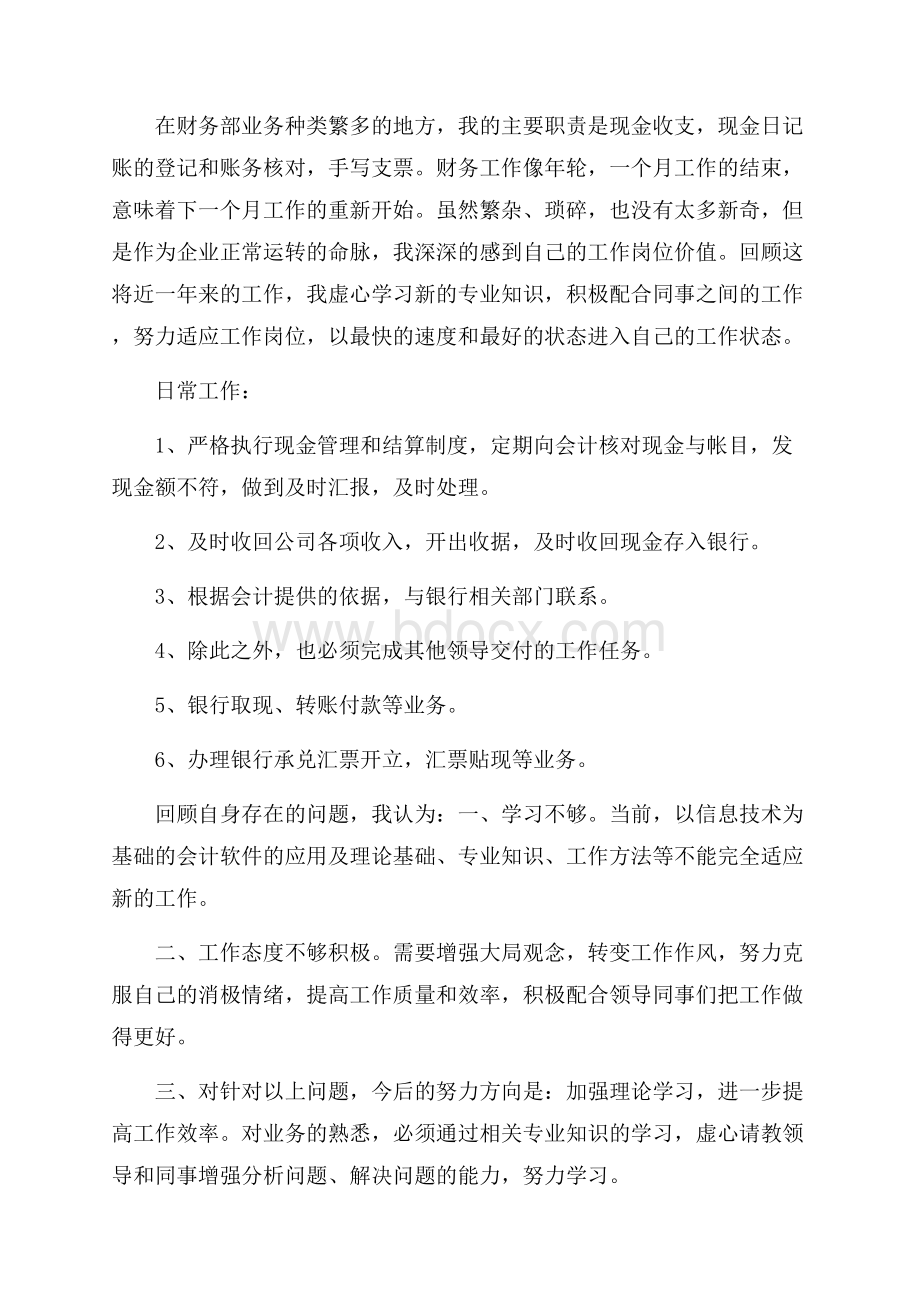 小公司出纳个人工作总结.docx_第3页