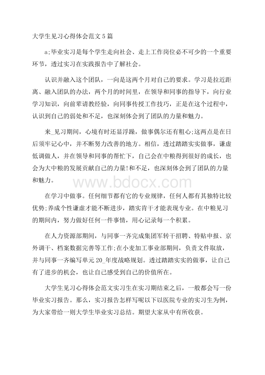 大学生见习心得体会范文5篇.docx_第1页