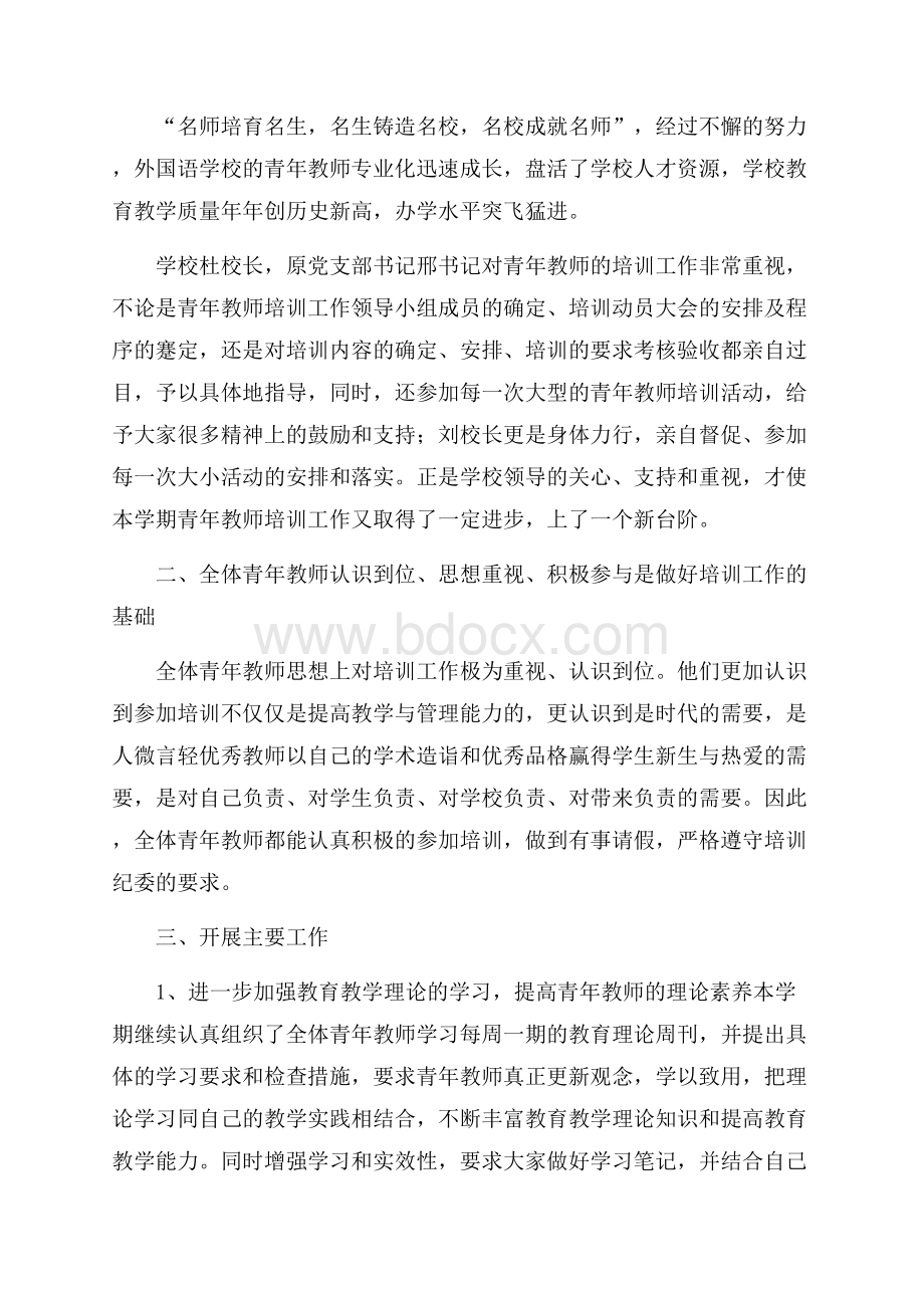 青年教师培训的工作总结.docx_第2页