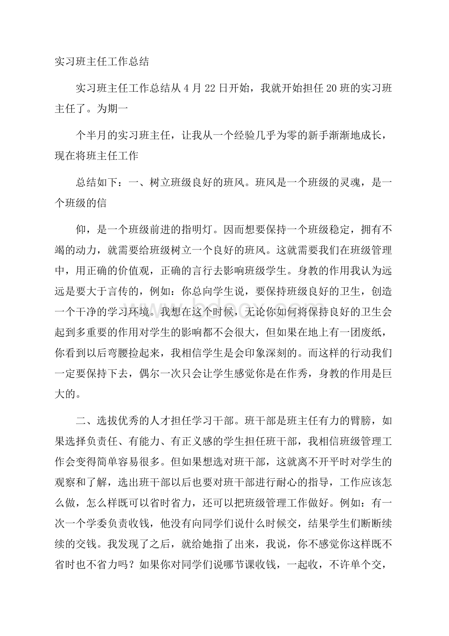 实习班主任工作总结.docx