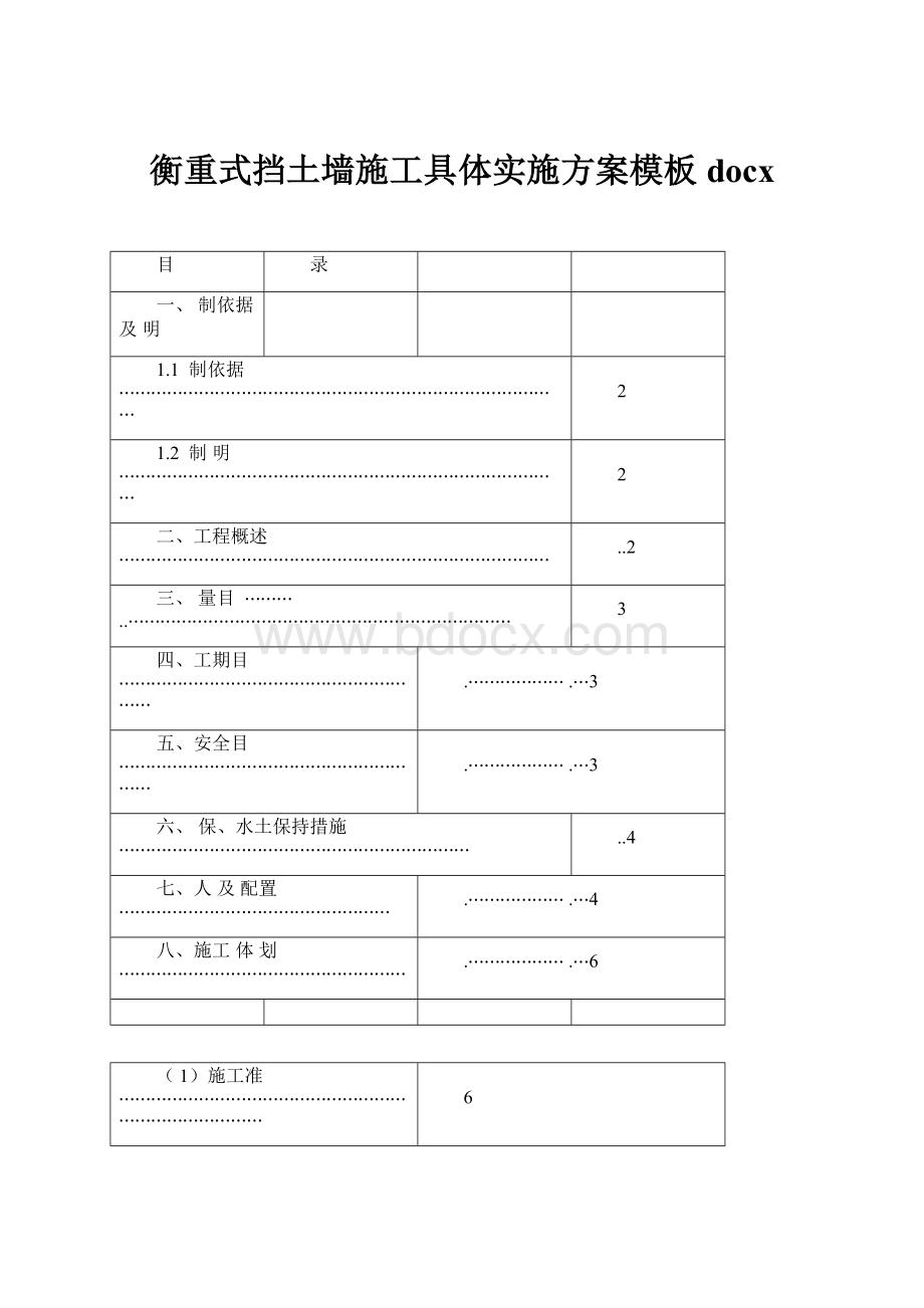 衡重式挡土墙施工具体实施方案模板docx.docx