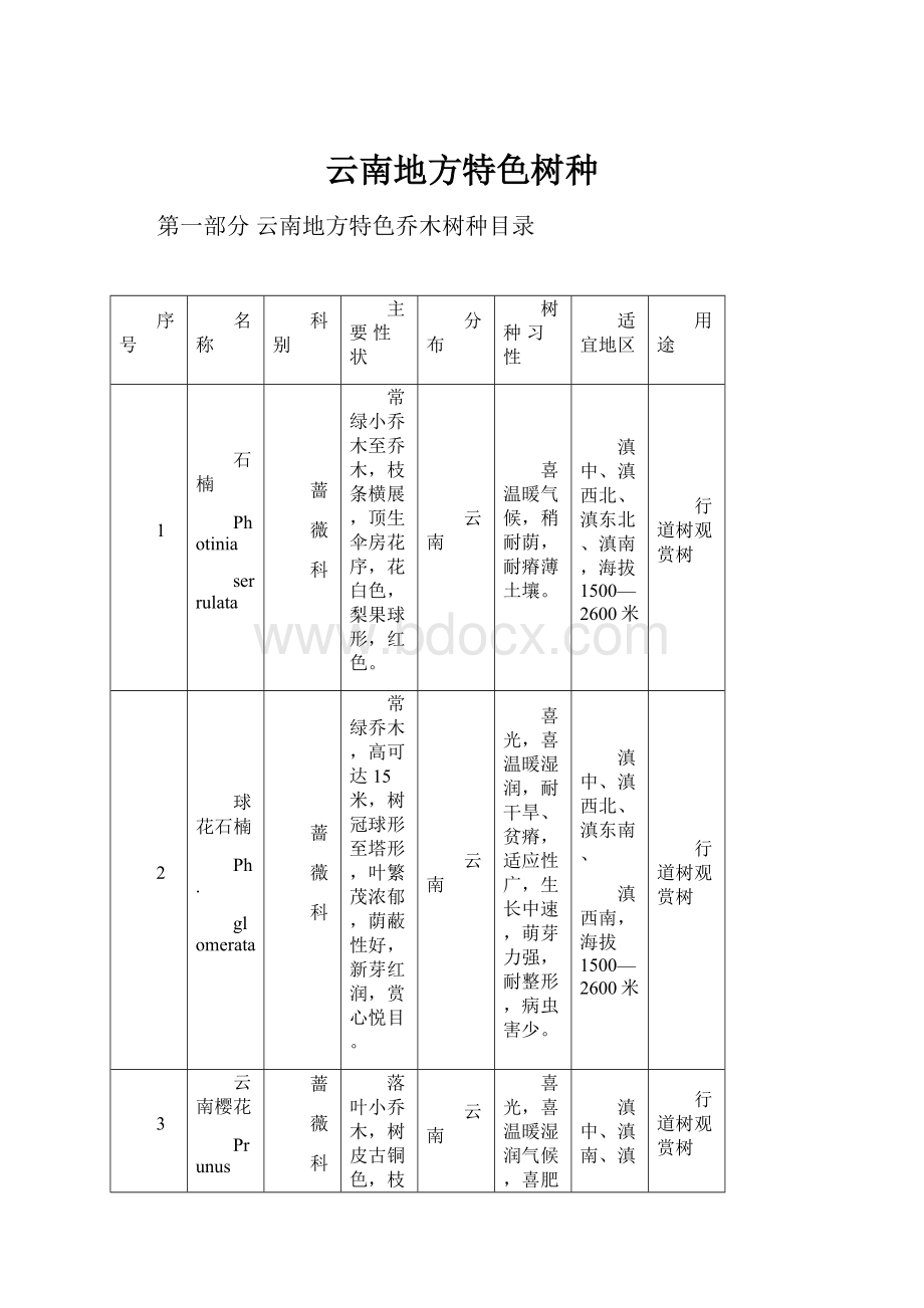 云南地方特色树种.docx