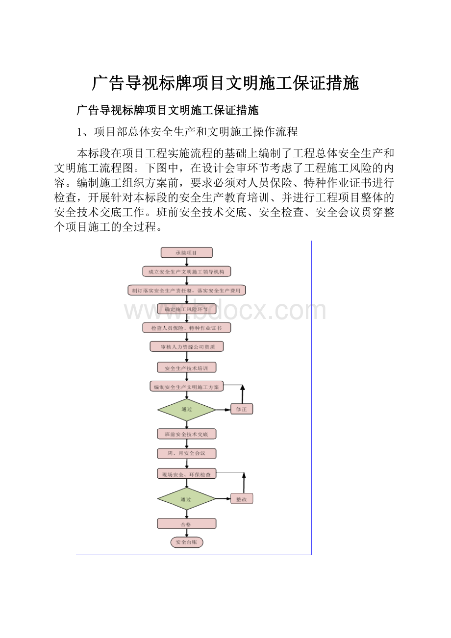 广告导视标牌项目文明施工保证措施.docx_第1页