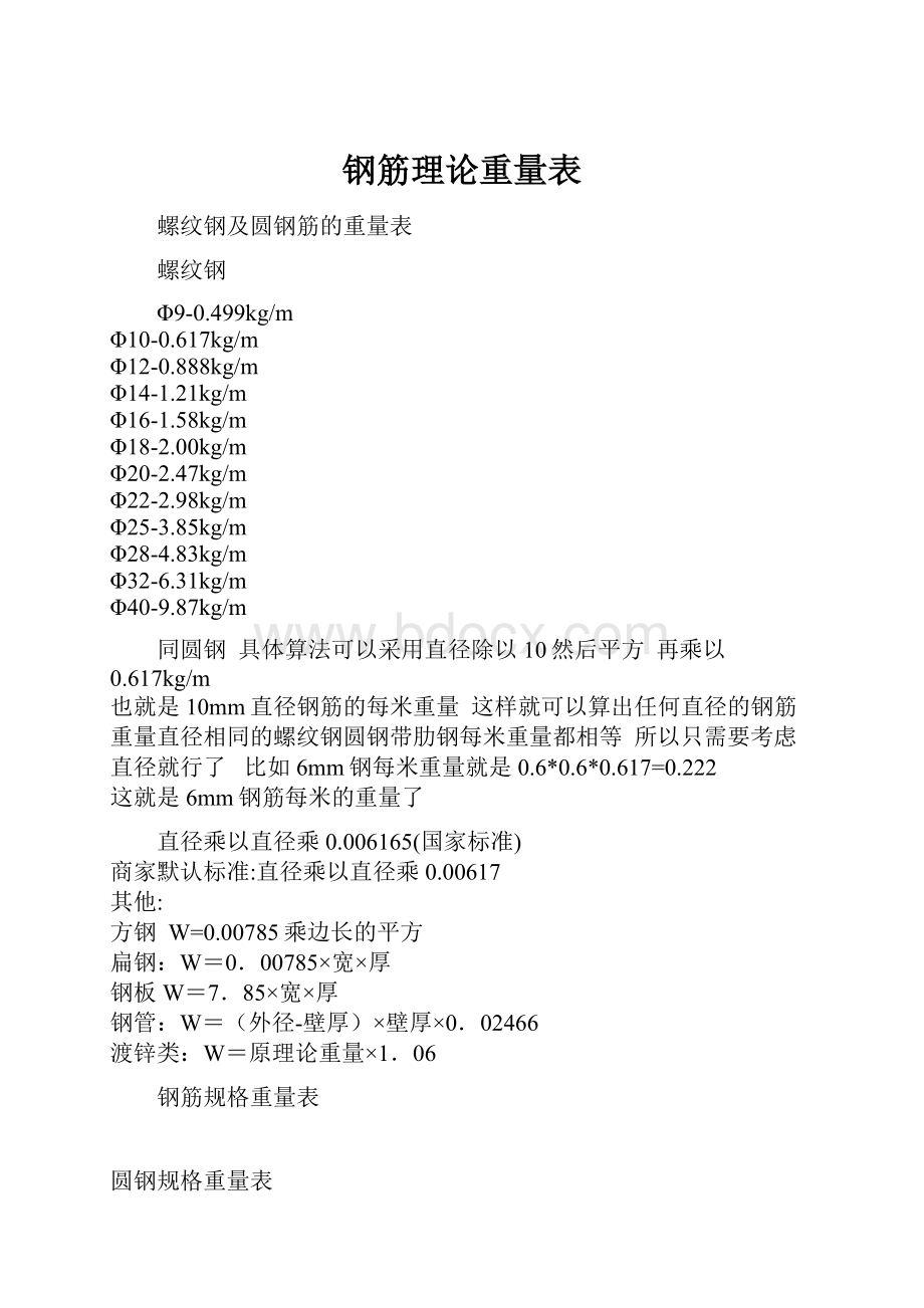 钢筋理论重量表.docx_第1页