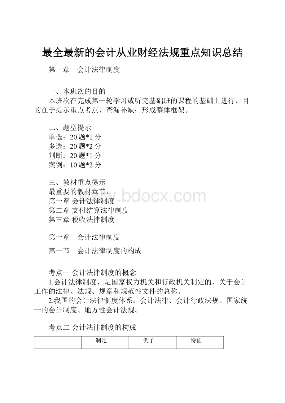 最全最新的会计从业财经法规重点知识总结.docx