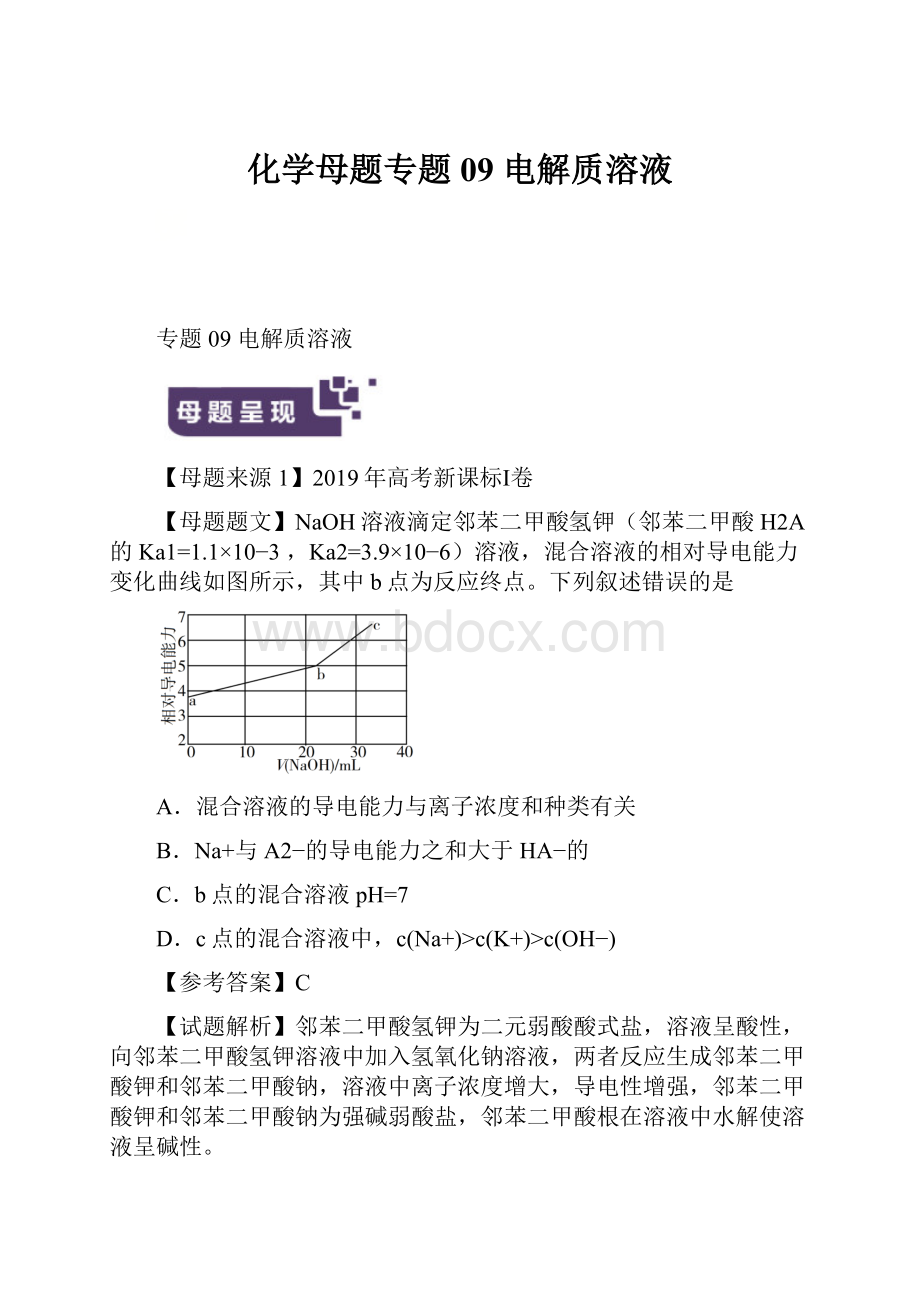 化学母题专题09 电解质溶液.docx_第1页