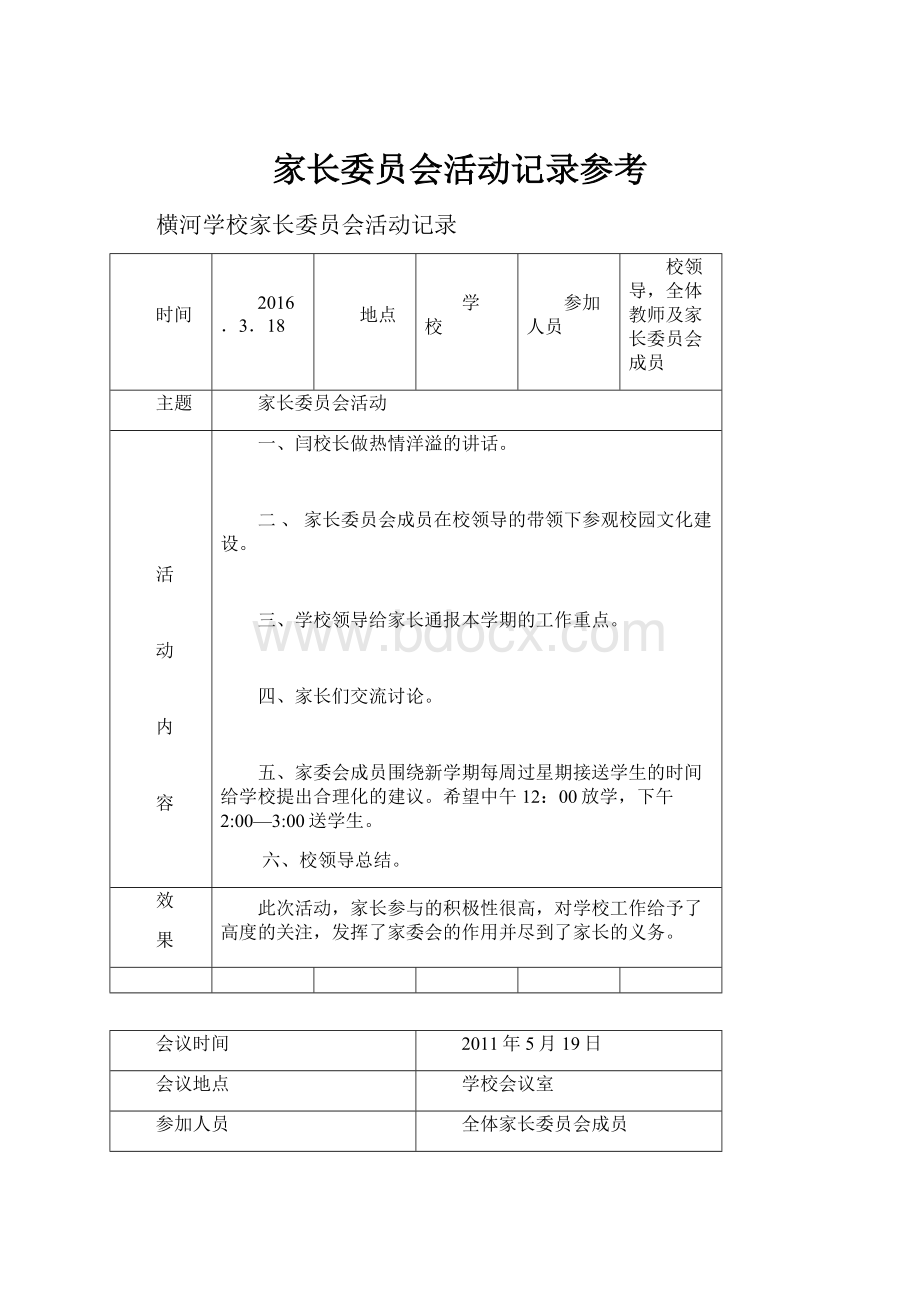 家长委员会活动记录参考.docx