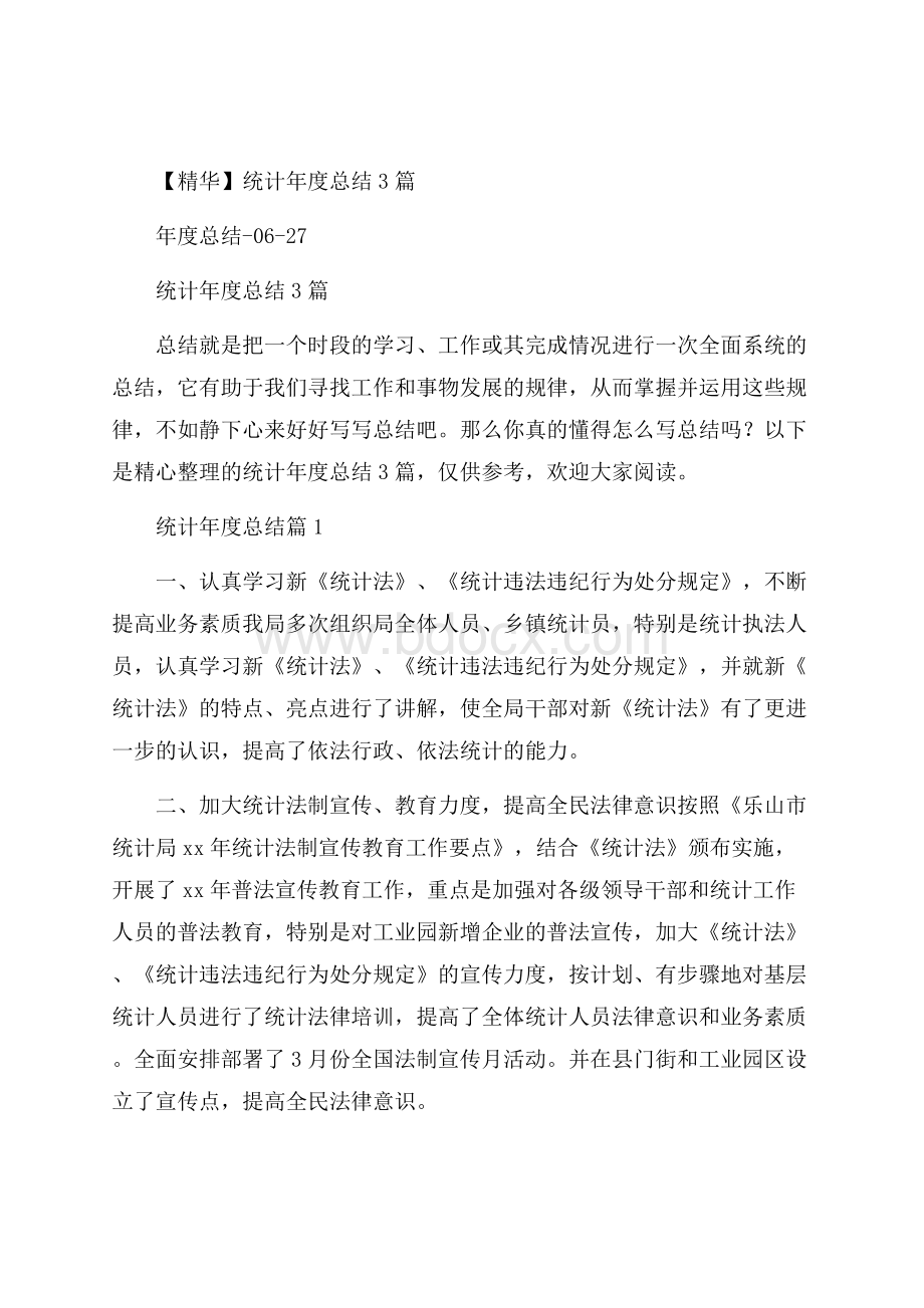 精华统计年度总结3篇.docx