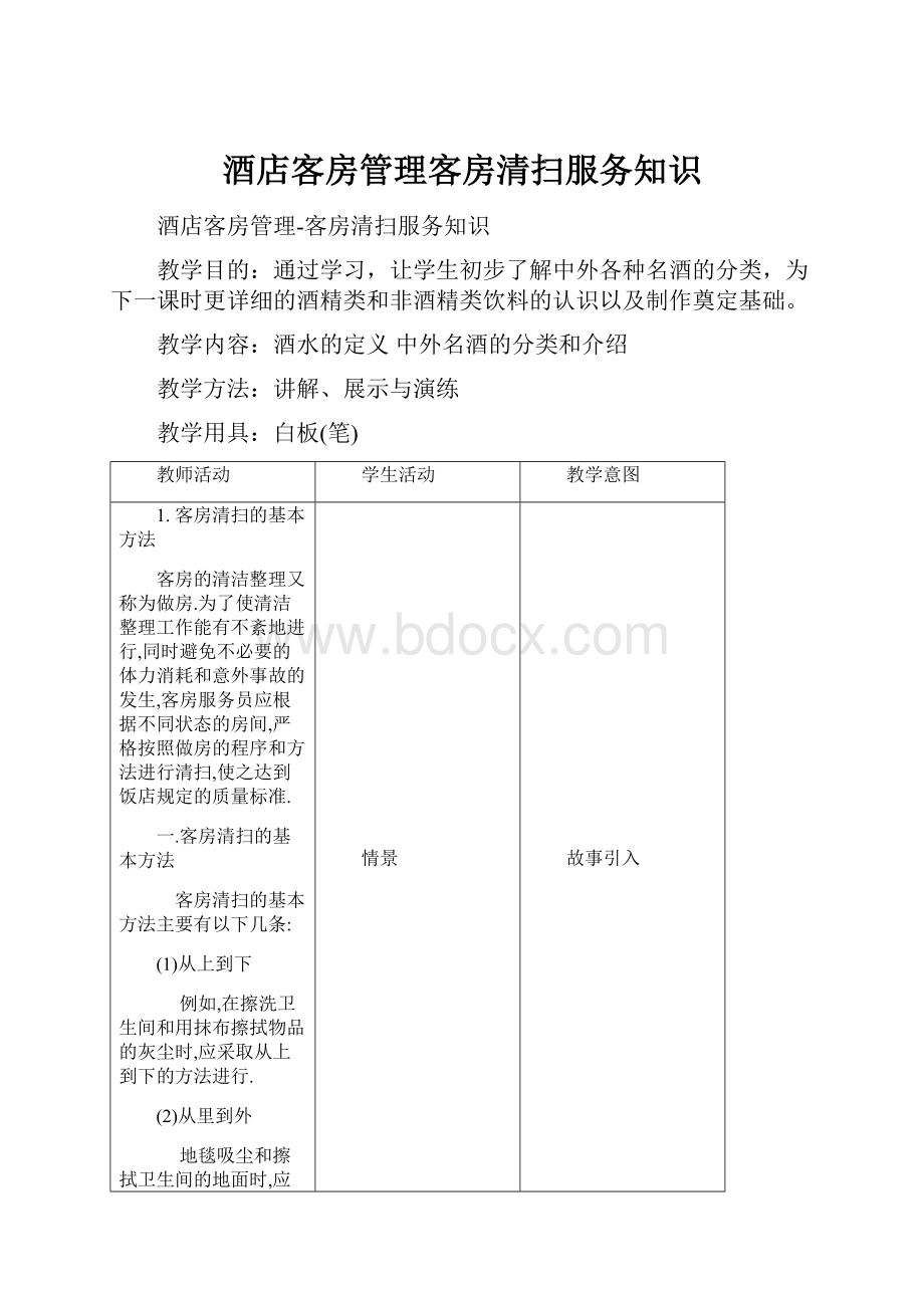 酒店客房管理客房清扫服务知识.docx_第1页