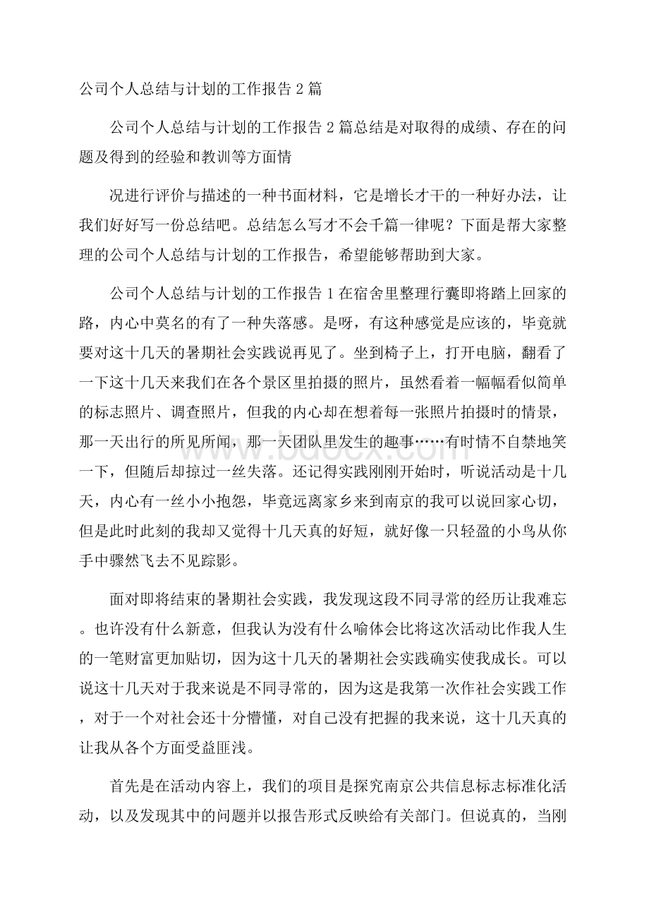 公司个人总结与计划的工作报告2篇.docx