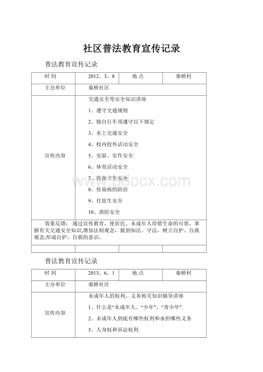 社区普法教育宣传记录.docx