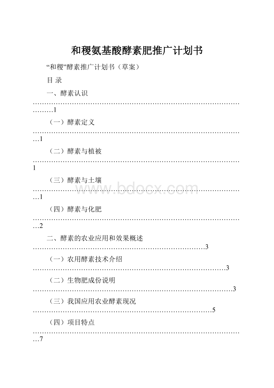 和稷氨基酸酵素肥推广计划书.docx