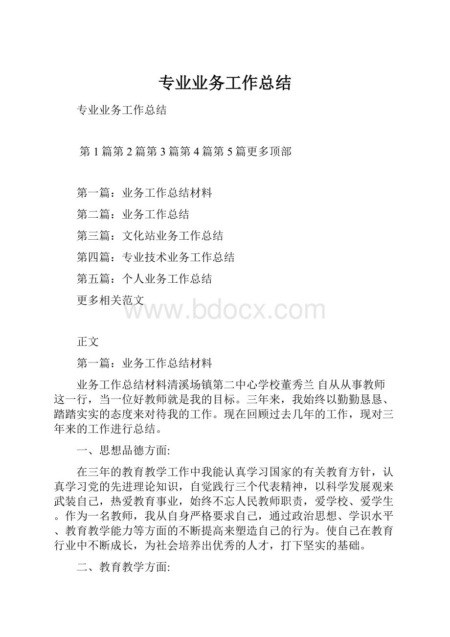 专业业务工作总结.docx