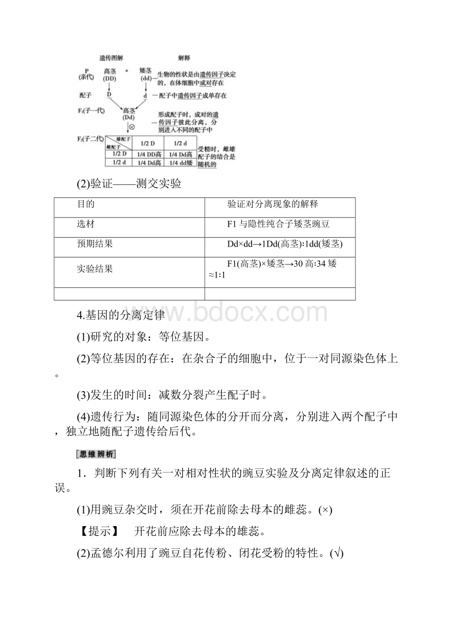 届一轮复习人教版 孟德尔的豌豆杂交实验一 教案适用全国.docx_第3页