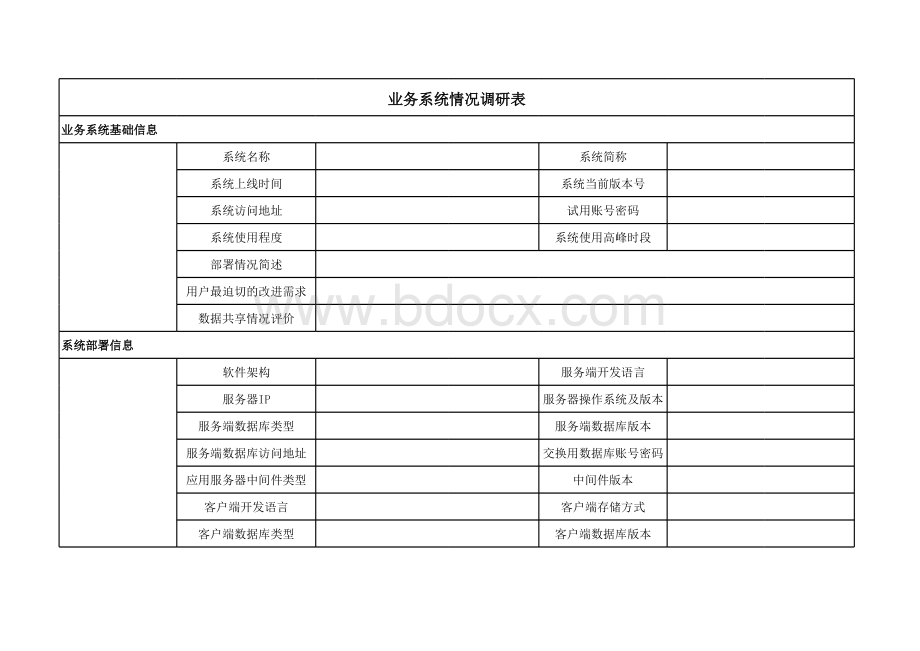 业务系统调研表.xls_第1页