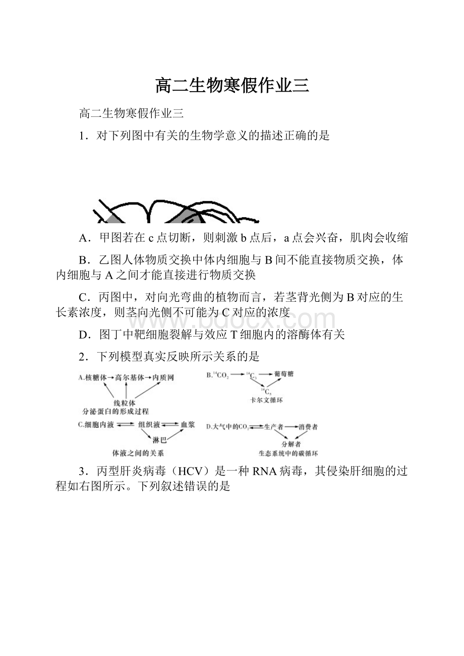 高二生物寒假作业三.docx_第1页