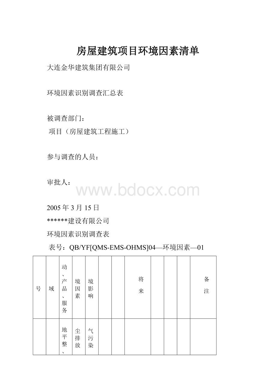 房屋建筑项目环境因素清单.docx_第1页