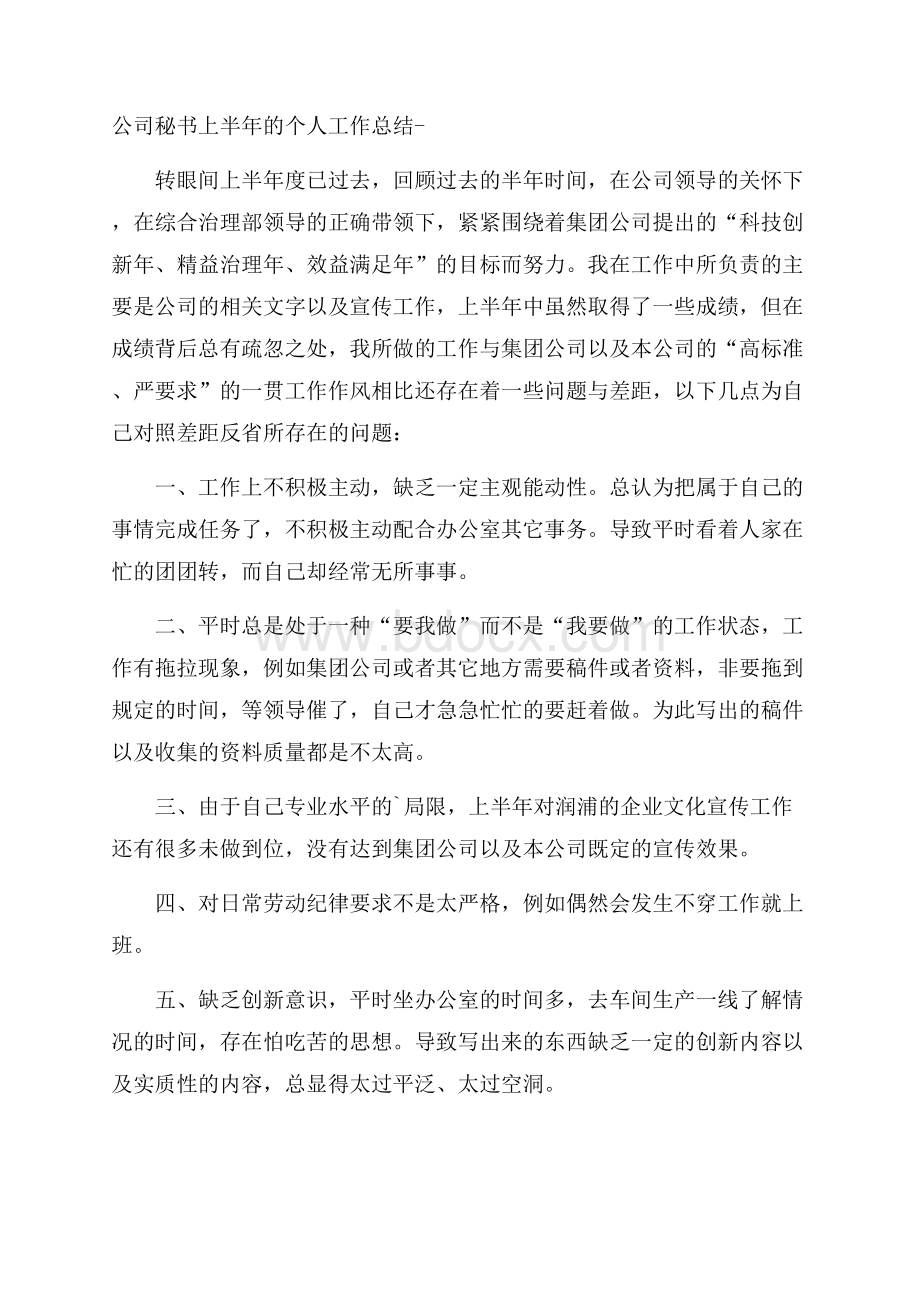 公司秘书上半年的个人工作总结.docx