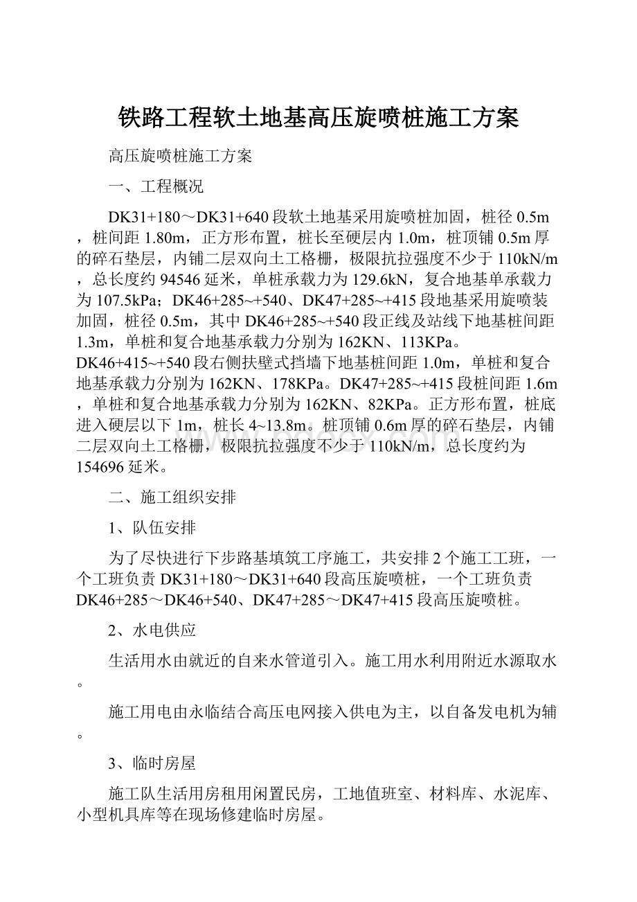 铁路工程软土地基高压旋喷桩施工方案.docx