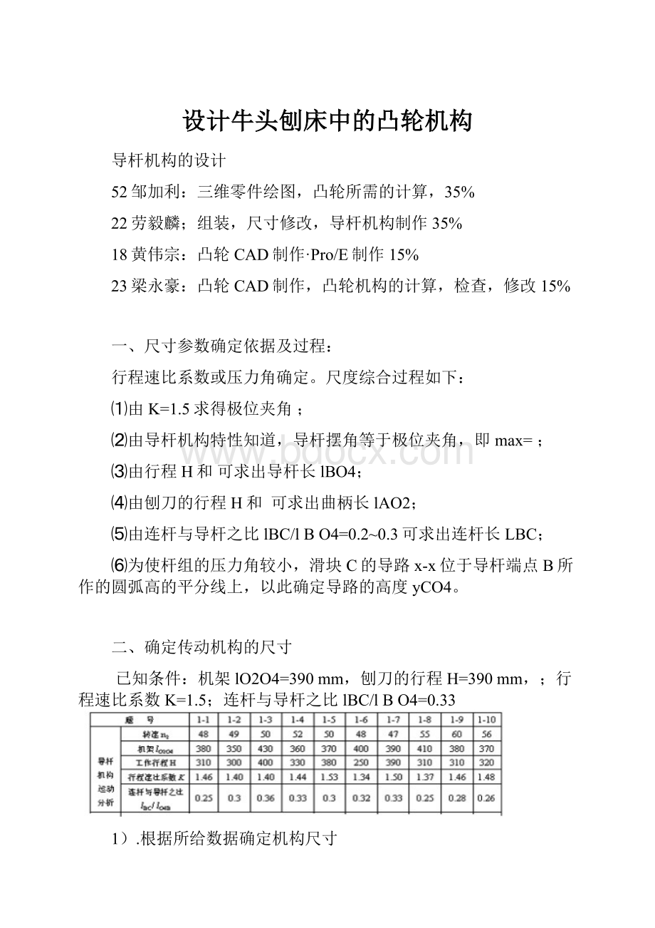 设计牛头刨床中的凸轮机构.docx