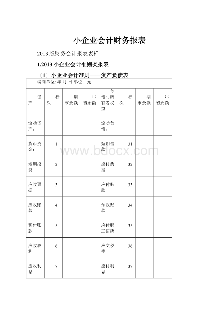 小企业会计财务报表.docx