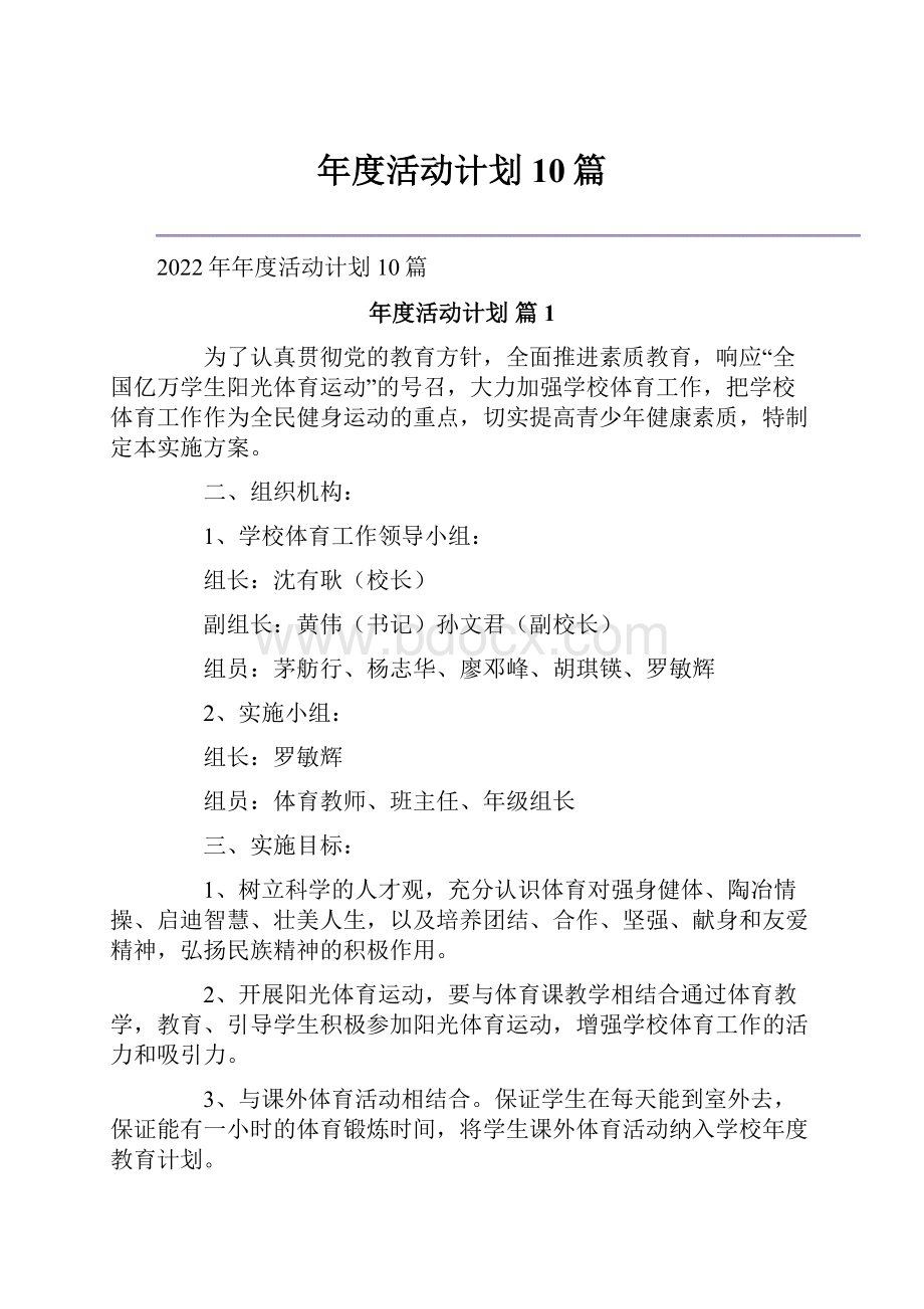 年度活动计划10篇.docx