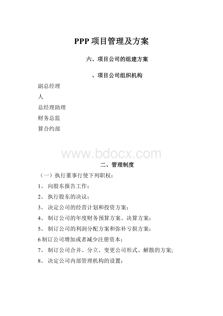 PPP项目管理及方案.docx