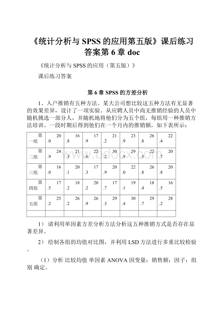 《统计分析与SPSS的应用第五版》课后练习答案第6章doc.docx