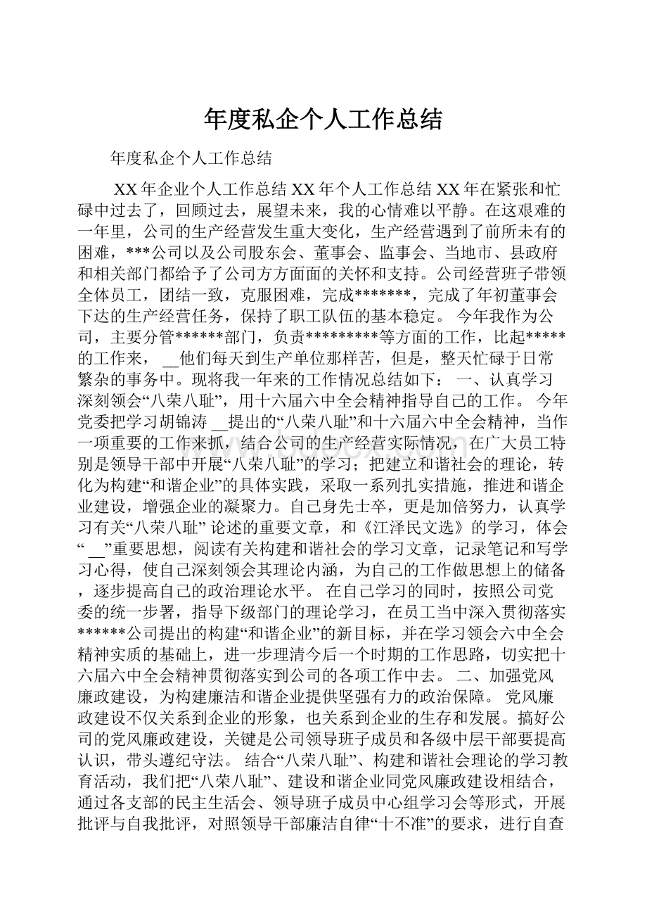 年度私企个人工作总结.docx