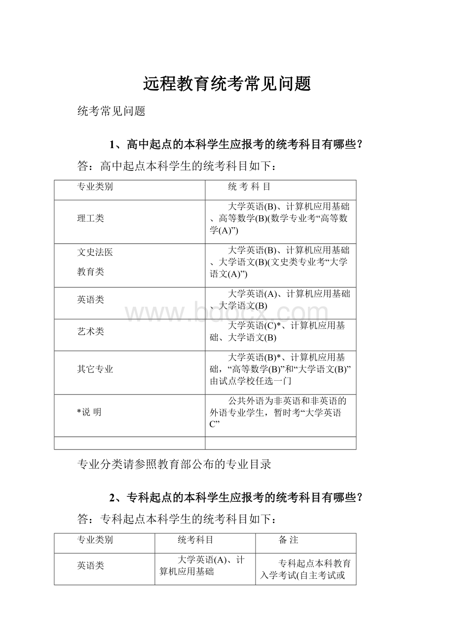 远程教育统考常见问题.docx_第1页