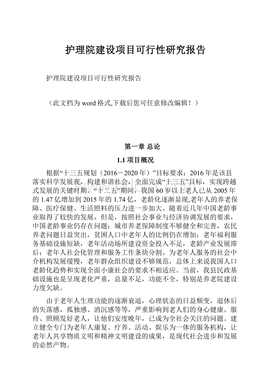 护理院建设项目可行性研究报告.docx