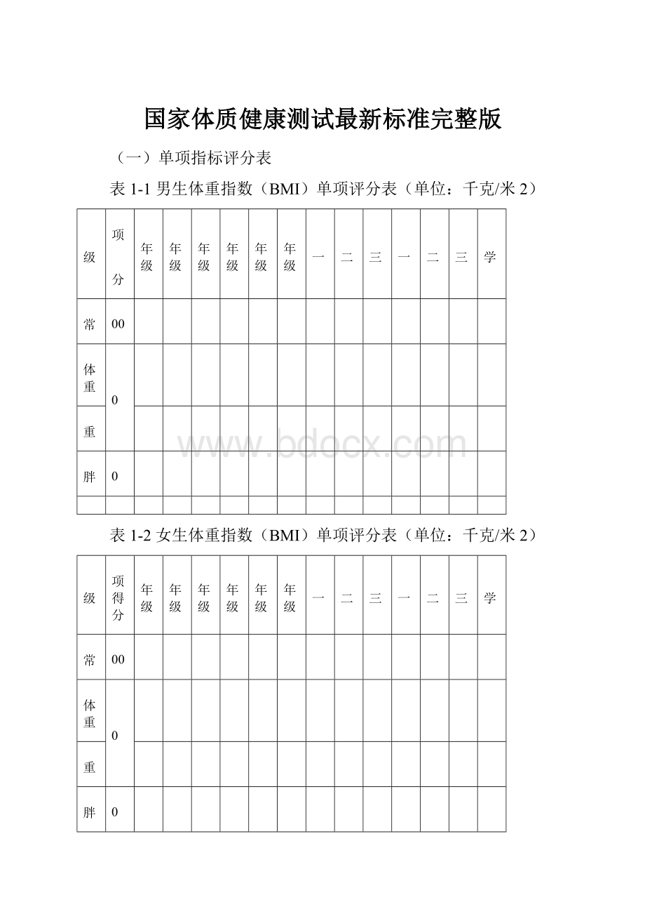 国家体质健康测试最新标准完整版.docx