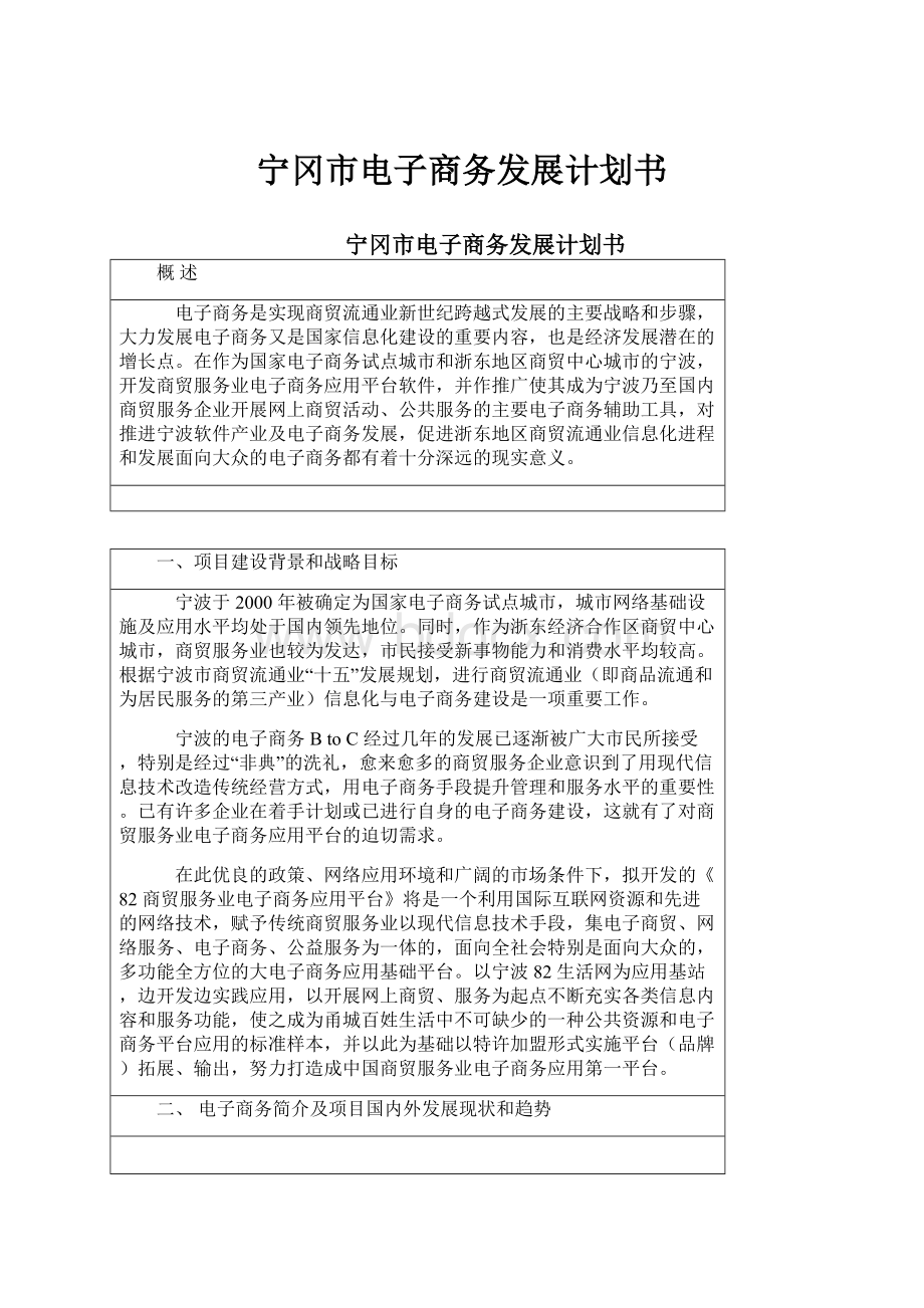 宁冈市电子商务发展计划书.docx