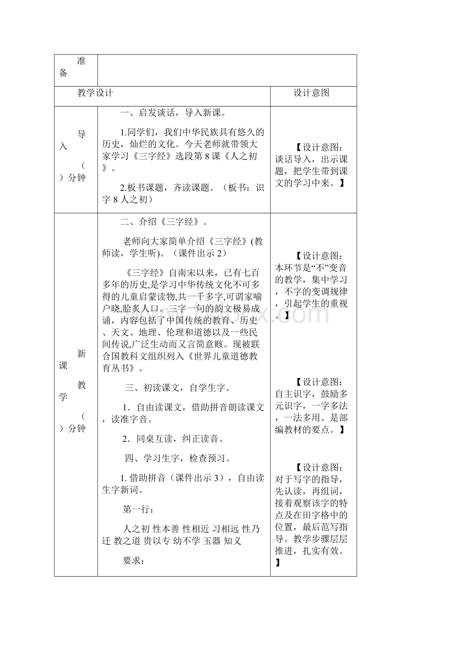 部编人教版一年级语文下册《8 人之初》教案含教学反思和作业设计.docx_第2页