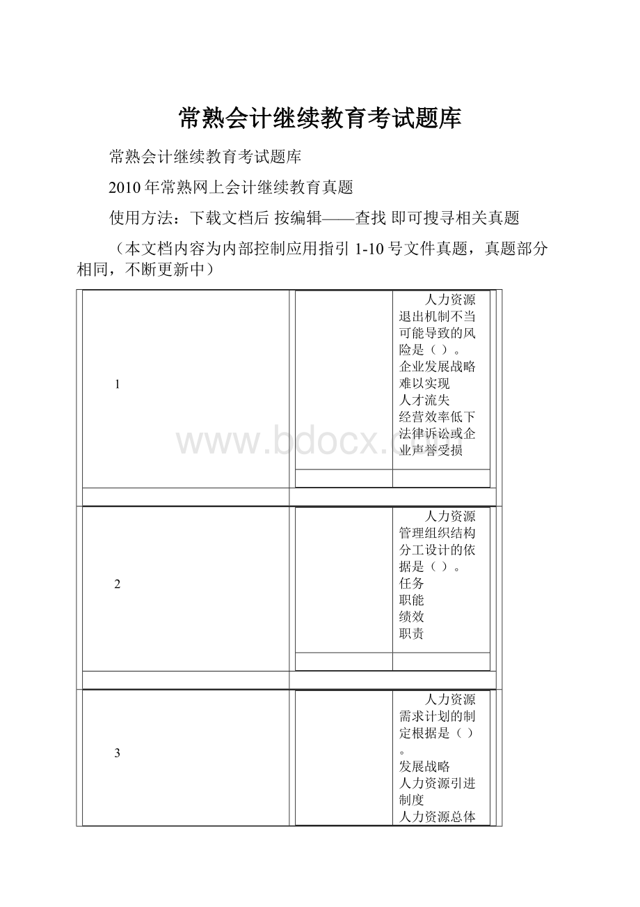 常熟会计继续教育考试题库.docx_第1页