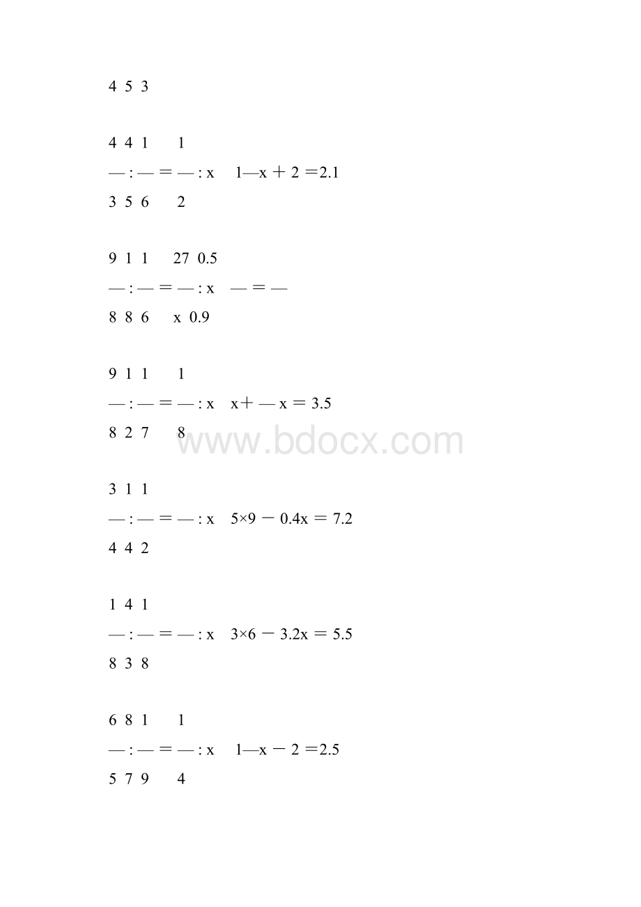 小学六年级数学毕业复习解方程专项训练 175.docx_第3页
