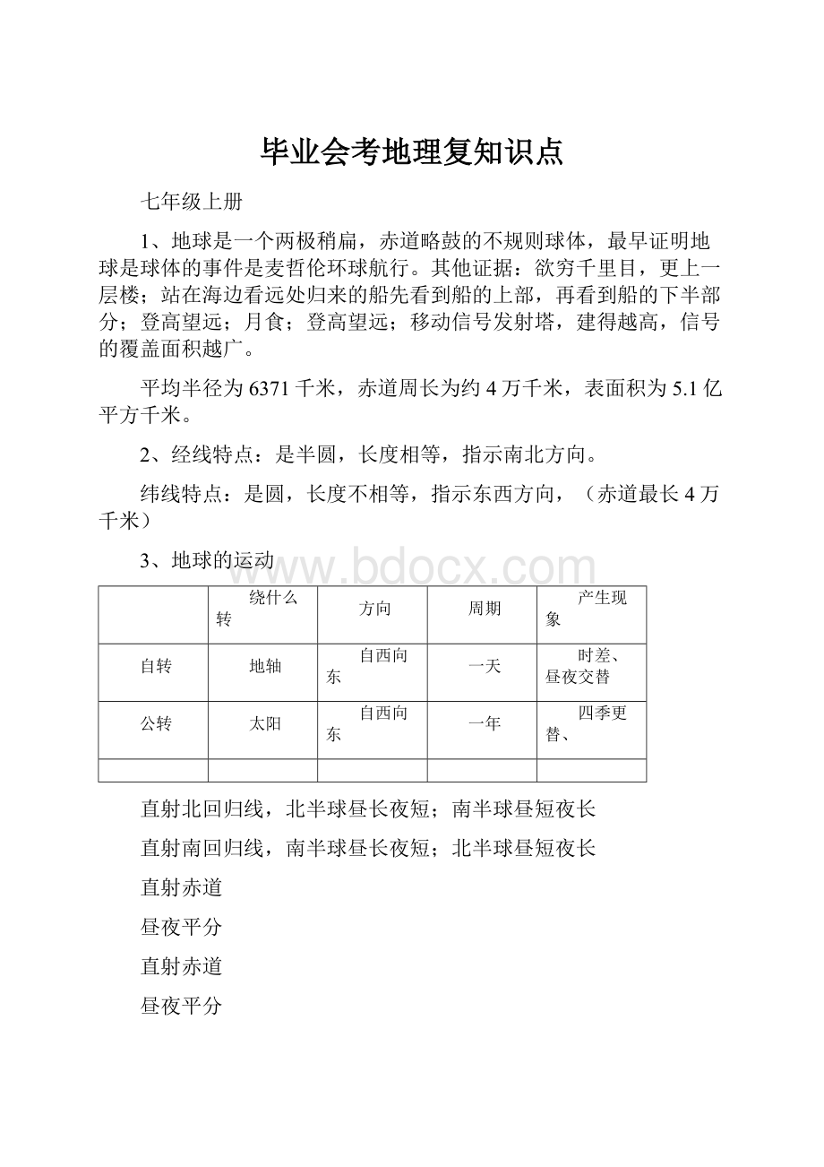 毕业会考地理复知识点.docx