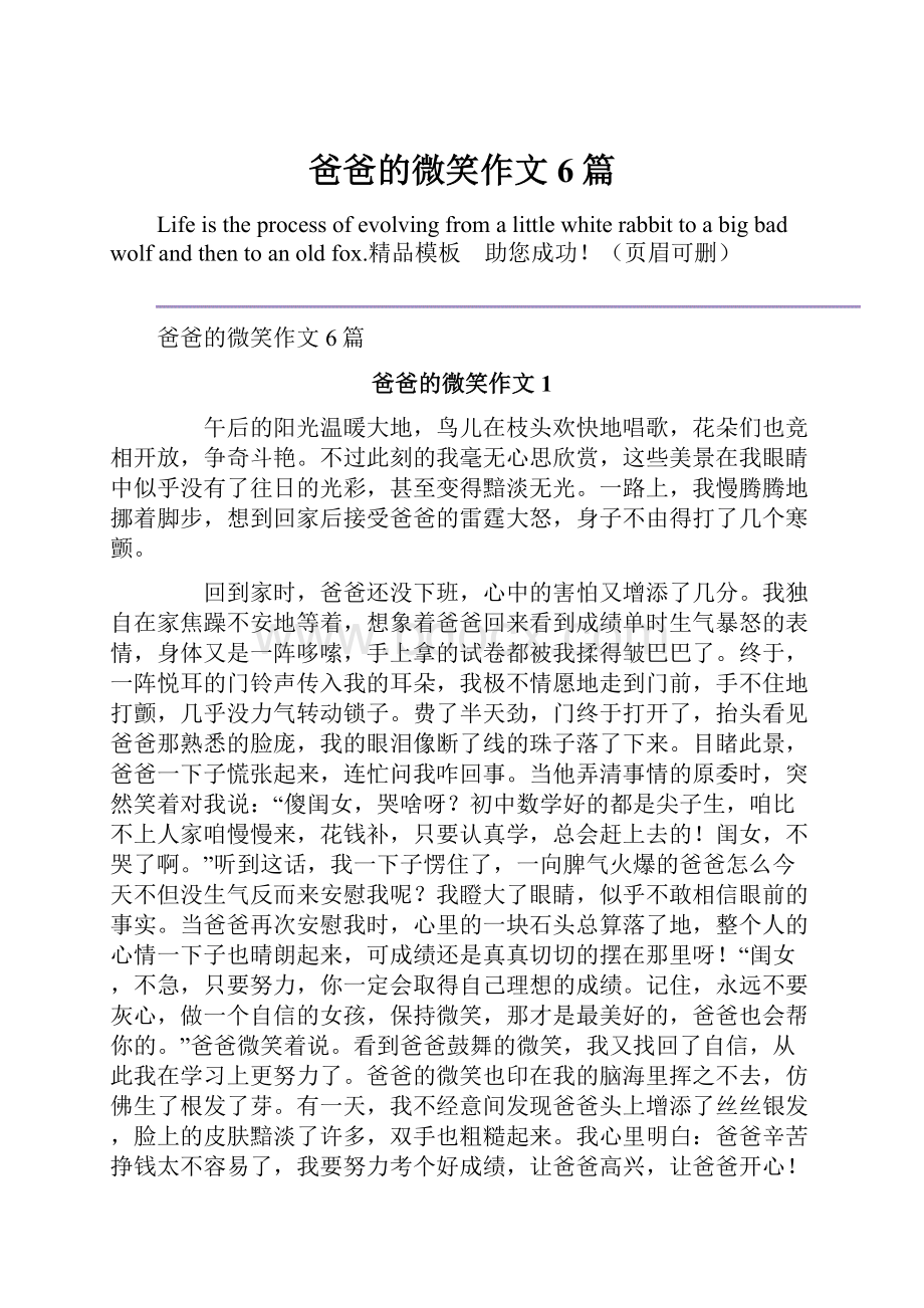 爸爸的微笑作文6篇.docx