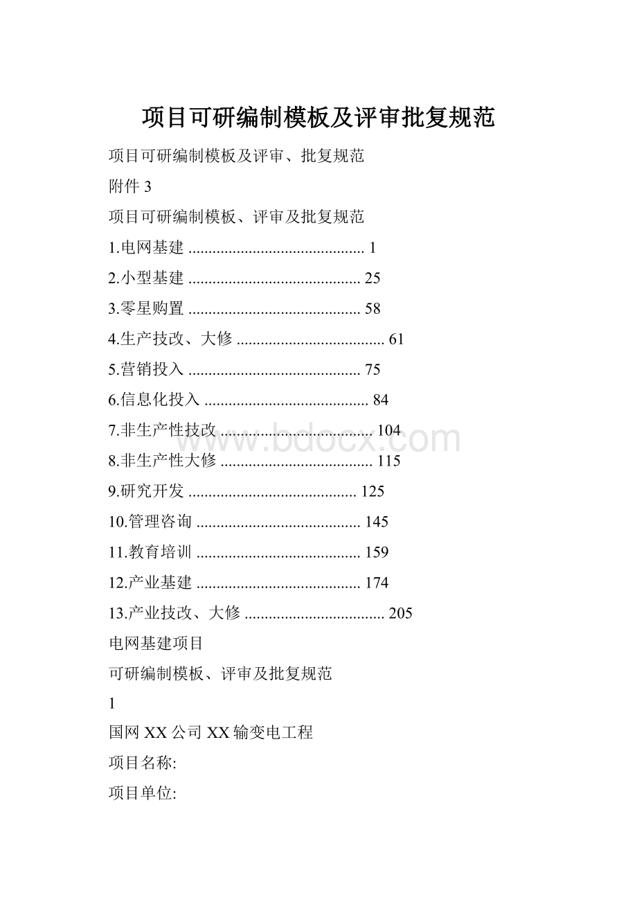 项目可研编制模板及评审批复规范.docx_第1页