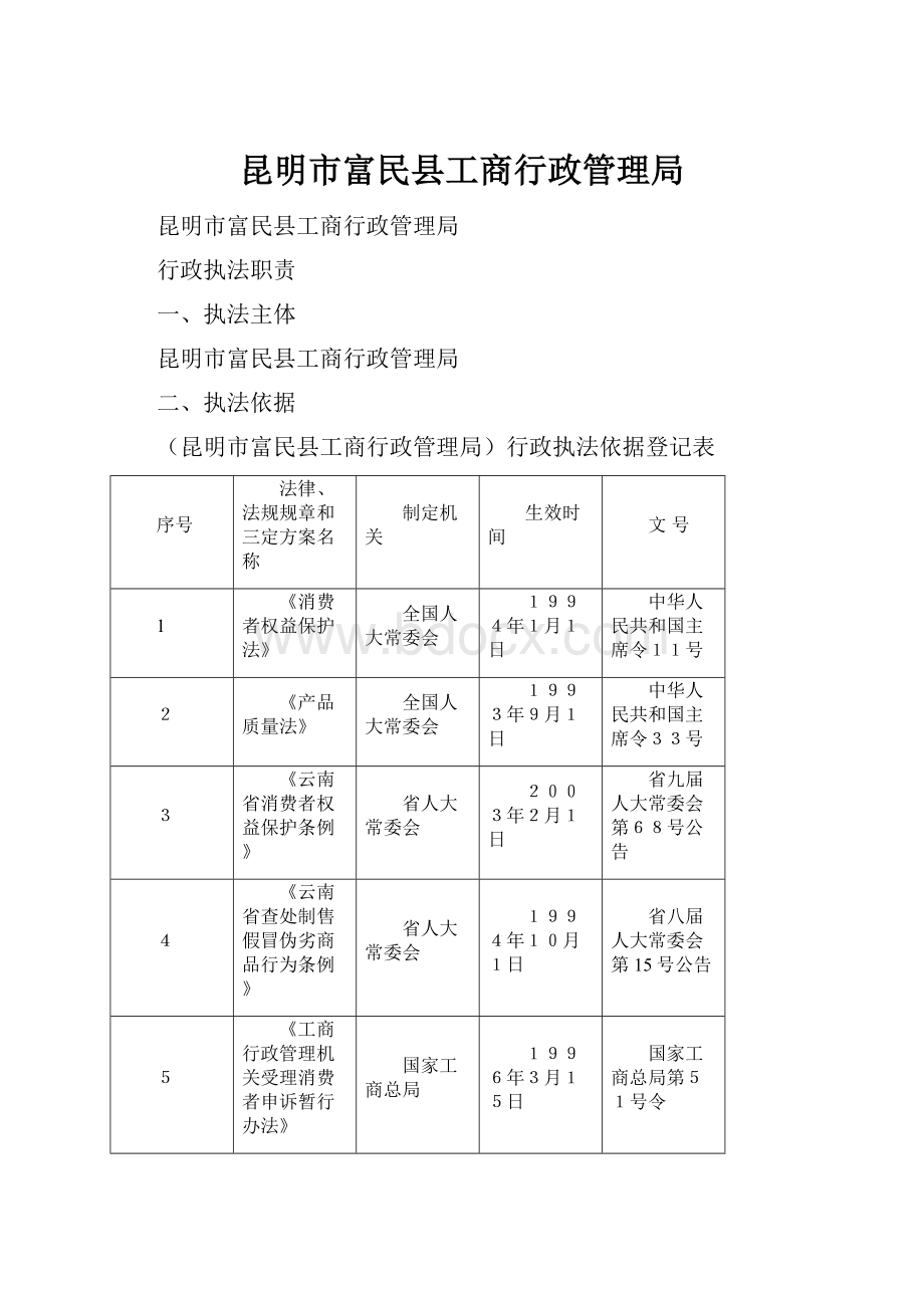 昆明市富民县工商行政管理局.docx