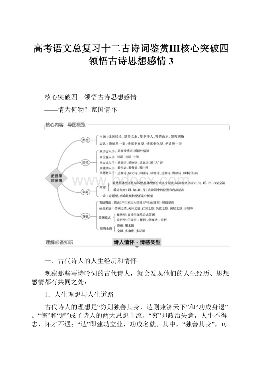 高考语文总复习十二古诗词鉴赏Ⅲ核心突破四领悟古诗思想感情3.docx