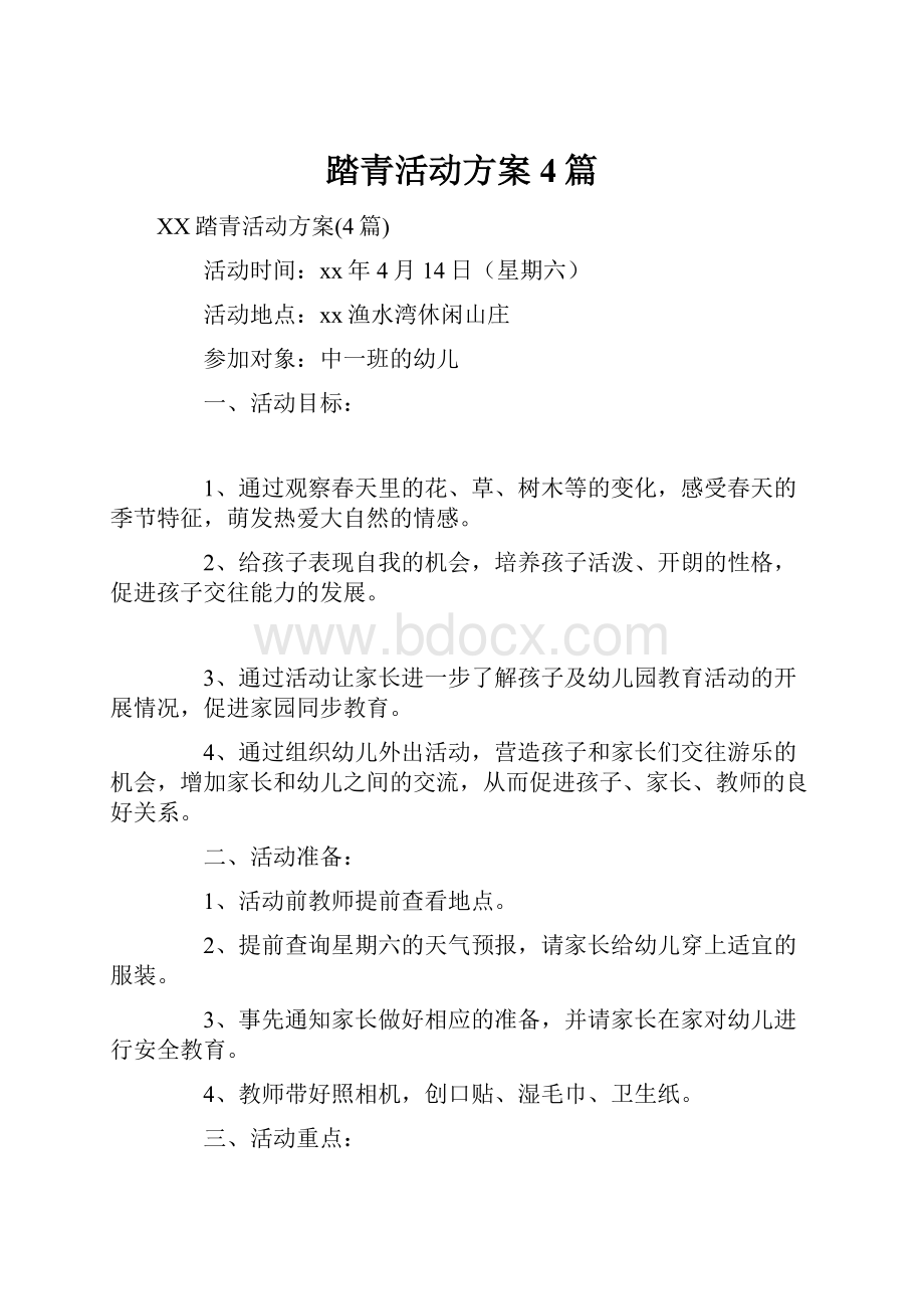 踏青活动方案4篇.docx