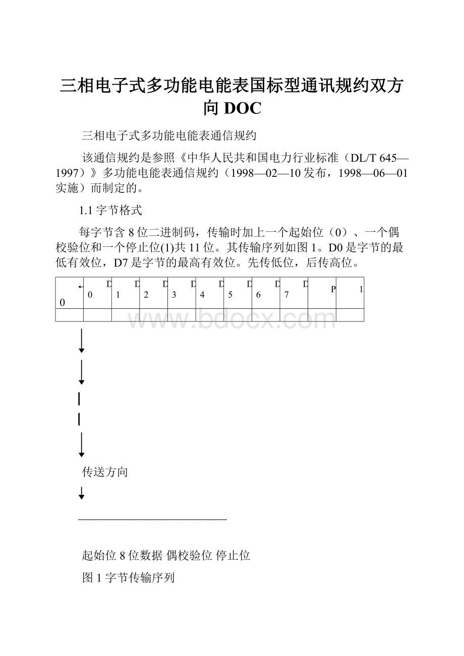 三相电子式多功能电能表国标型通讯规约双方向DOC.docx_第1页