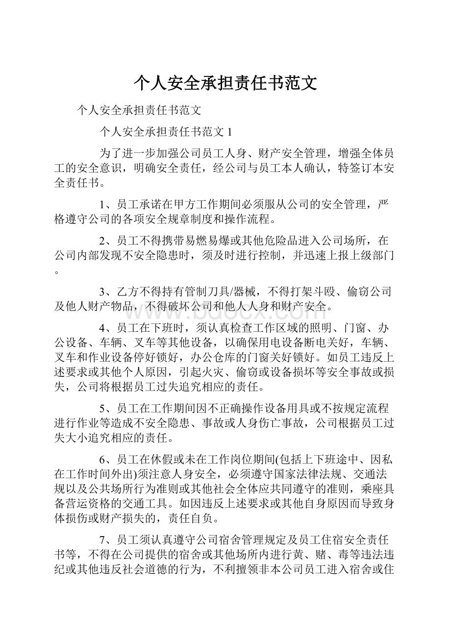 个人安全承担责任书范文.docx_第1页