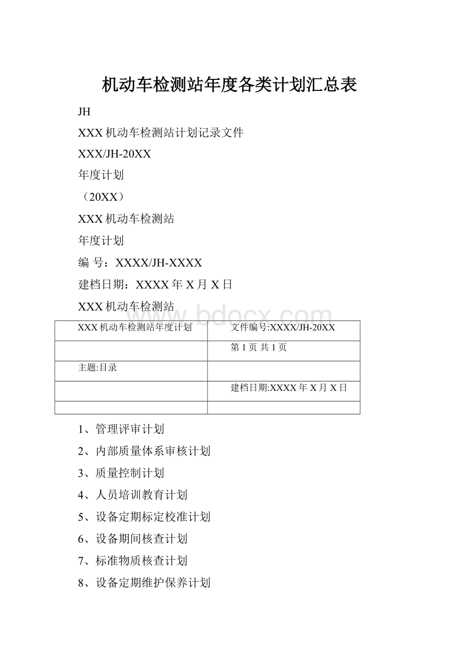 机动车检测站年度各类计划汇总表.docx