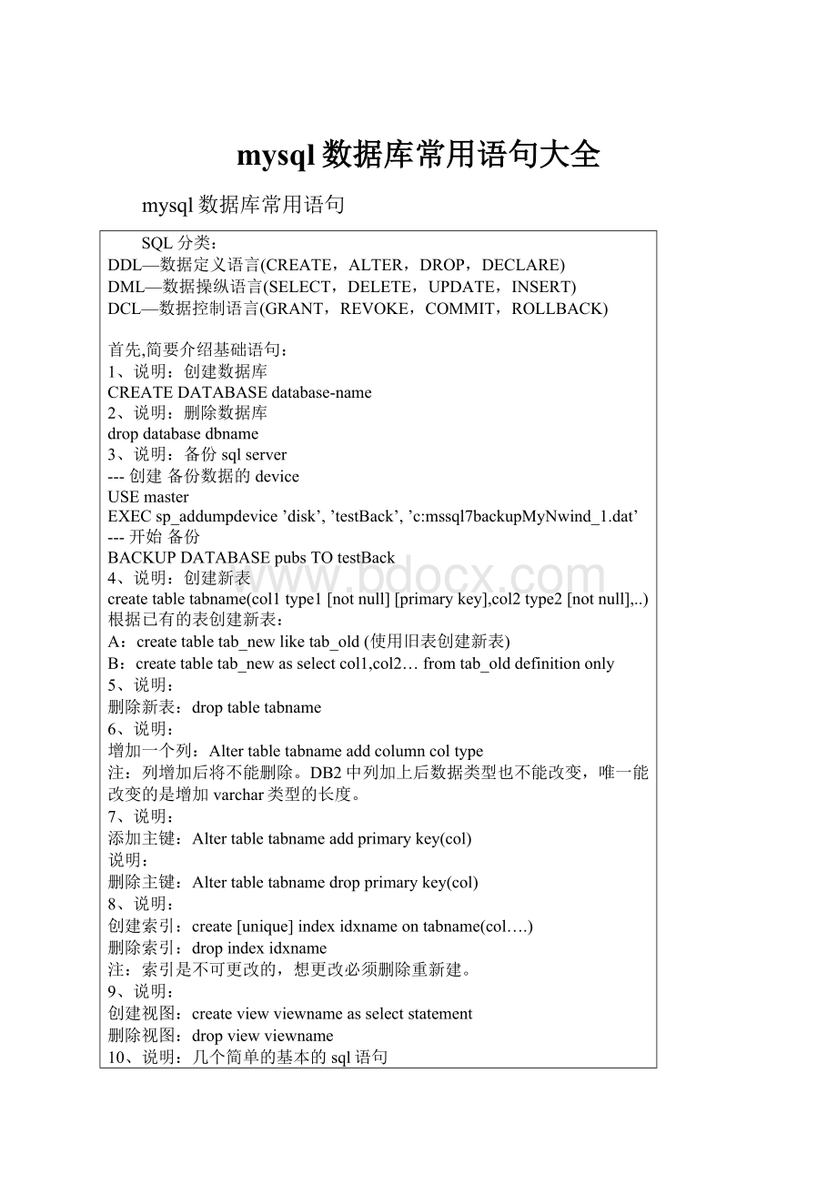 mysql数据库常用语句大全.docx_第1页