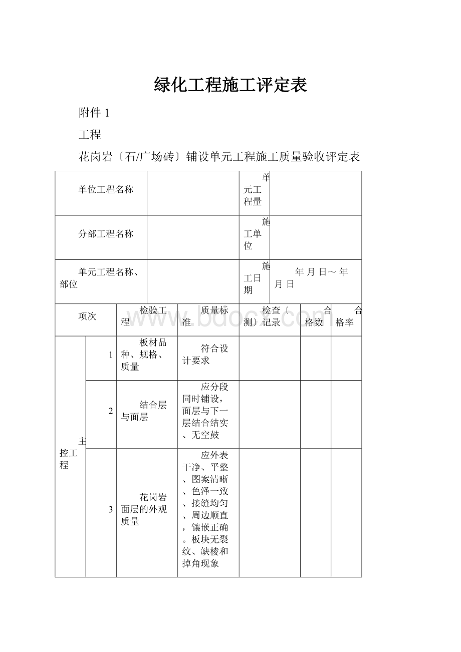 绿化工程施工评定表.docx