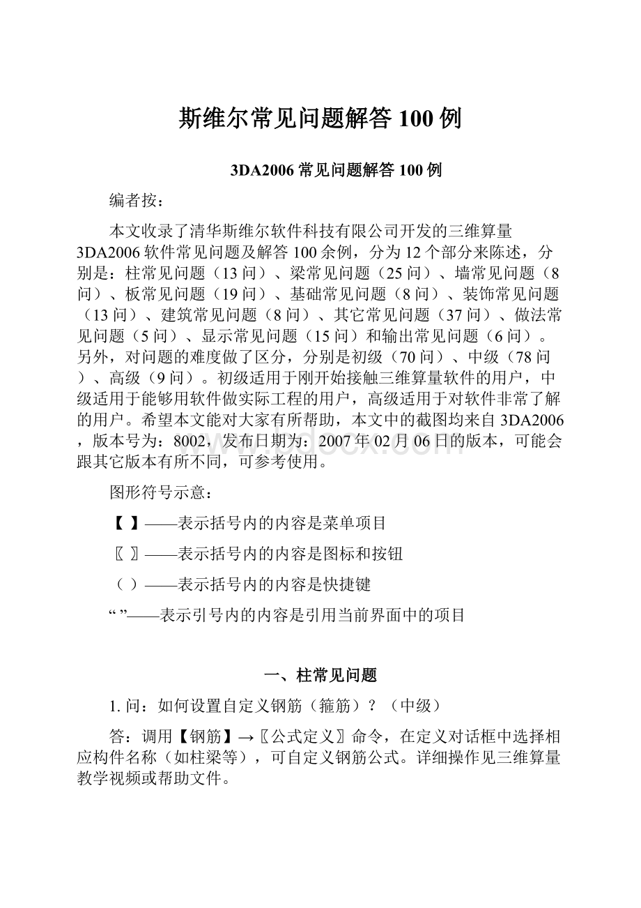 斯维尔常见问题解答100例.docx